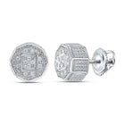 Diamond Brilliance: Sterling Silver Cluster Stud Earrings with 1/10 Cttw of Natural Diamonds - Splendid Jewellery