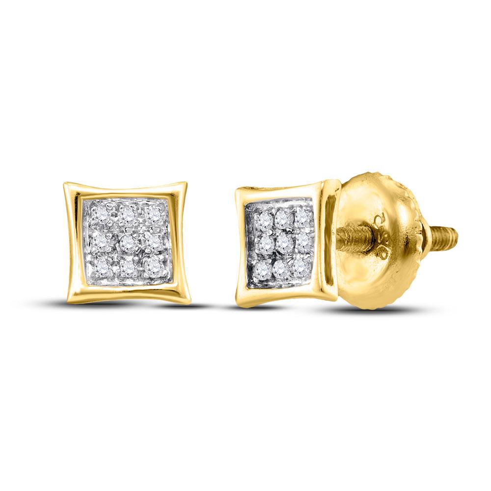 Diamond Brilliance: Yellow - tone Sterling Silver Unisex Kite Cluster Stud Earrings - Splendid Jewellery