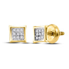 Diamond Brilliance: Yellow - tone Sterling Silver Unisex Kite Cluster Stud Earrings - Splendid Jewellery