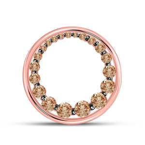 Diamond Circle Pendant | 10kt Rose Gold Womens Round Brown Diamond Graduated Circle Pendant 3/4 Cttw | Splendid Jewellery GND