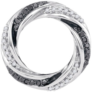 Diamond Circle Pendant | 10kt White Gold Womens Round Black Color Enhanced Diamond Circle Pendant 1/4 Cttw | Splendid Jewellery GND