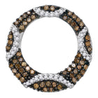 Eternal Brown Diamond Circle Pendant | 10kt White Gold Womens Round Brown Diamond Stripe Circle Pendant 3/8 Cttw  Top View from Splendid Jewellery
