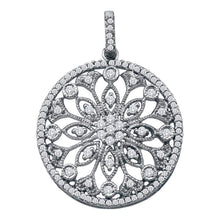 Load image into Gallery viewer, Eternal Radiance: 10kt White Gold Round Diamond Antique-style Circle Pendant  Top View from Splendid Jewellery