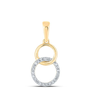 Diamond Circle Pendant | 10kt Yellow Gold Womens Round Diamond Interlocking Circle Pendant 1/20 Cttw | Splendid Jewellery GND