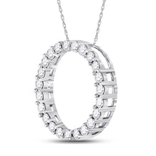 Load image into Gallery viewer, 14kt White Gold Radiant Diamond Circle Pendant - Side View
