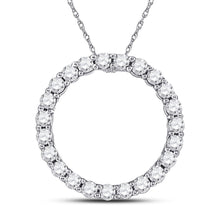 Load image into Gallery viewer, 14kt White Gold Radiant Diamond Circle Pendant - Top View