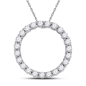 14kt White Gold Radiant Diamond Circle Pendant - Top View