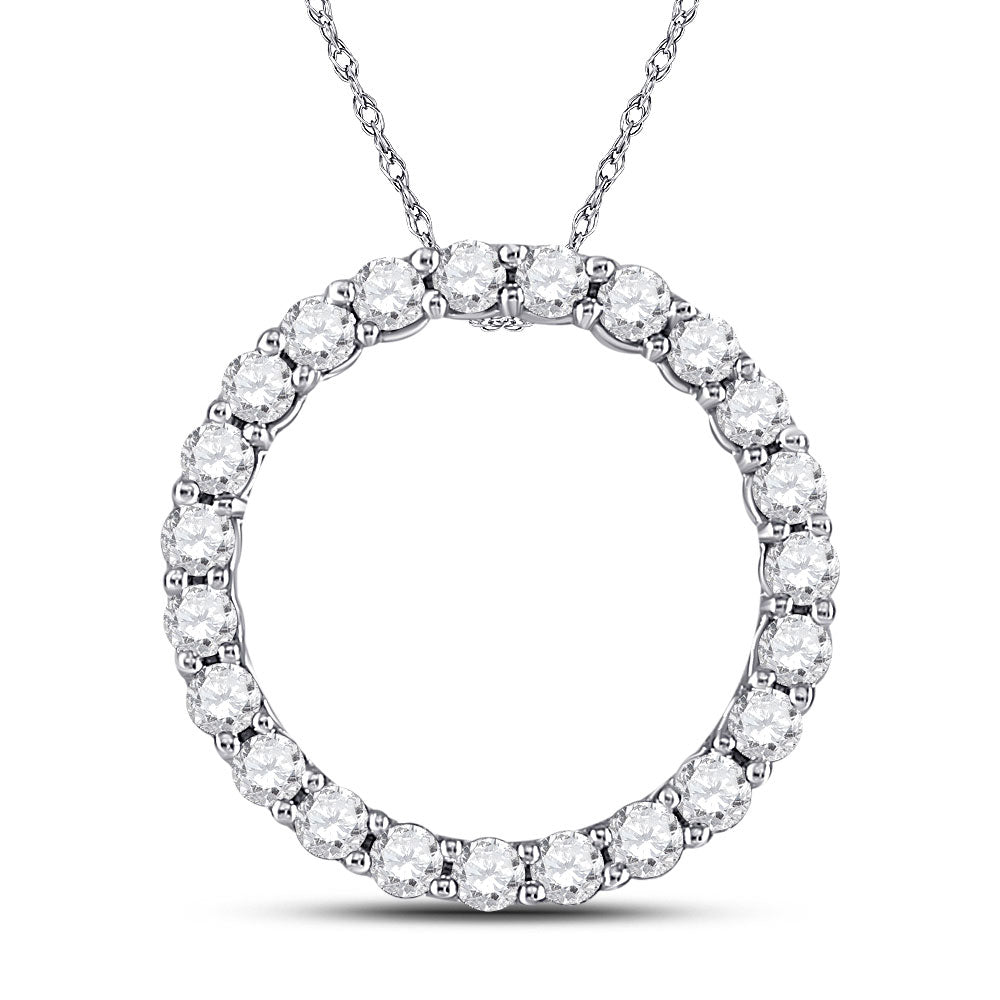 Diamond Circle Pendant | 14kt White Gold Womens Round Diamond Circle Pendant 1/4 Cttw | Splendid Jewellery GND