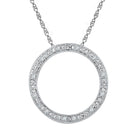 Radiant Love Diamond Circle Pendant | Sterling Silver Womens Round Diamond Circle Outline Pendant 1/20 Cttw | Splendid Jewellery  Top View from Splendid Jewellery