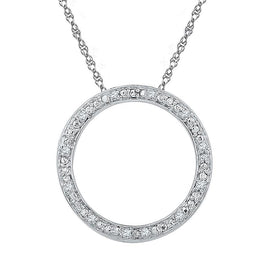Radiant Love Diamond Circle Pendant | Sterling Silver Womens Round Diamond Circle Outline Pendant 1/20 Cttw | Splendid Jewellery  Top View from Splendid Jewellery