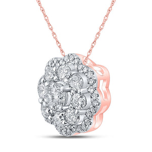 Diamond Cluster Pendant | 10kt Rose Gold Womens Round Diamond Cluster Pendant 1/2 Cttw | Splendid Jewellery GND