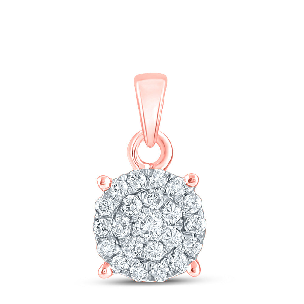 Diamond Cluster Pendant | 10kt Rose Gold Womens Round Diamond Cluster Pendant 1/4 Cttw | Splendid Jewellery GND