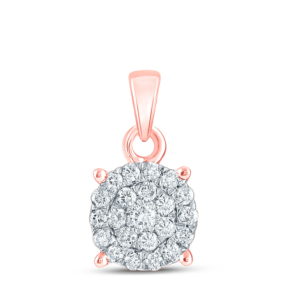 Diamond Cluster Pendant | 10kt Rose Gold Womens Round Diamond Cluster Pendant 1/4 Cttw | Splendid Jewellery GND