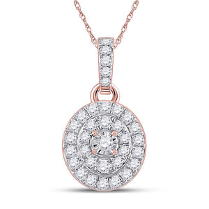 Diamond Cluster Pendant | 10kt Rose Gold Womens Round Diamond Oval Pendant 1/3 Cttw | Splendid Jewellery GND