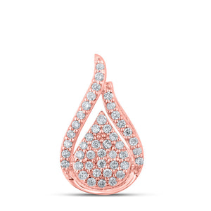 Diamond Cluster Pendant | 10kt Rose Gold Womens Round Diamond Teardrop Pendant 1/5 Cttw | Splendid Jewellery GND