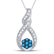 Load image into Gallery viewer, Captivating Blue Diamond Cluster Pendant  Top View from Splendid Jewellery