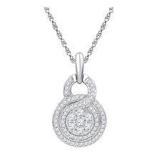 Load image into Gallery viewer, Eternal Blossom Diamond Cluster Pendant Top view from the 10Kt White Gold Womens Round Diamond Circle Flower Cluster Pendant 1 2 Cttwpin209382 collection by Splendid Jewellery