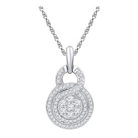 Eternal Blossom Diamond Cluster Pendant Top view from the 10Kt White Gold Womens Round Diamond Circle Flower Cluster Pendant 1 2 Cttwpin209382 collection by Splendid Jewellery