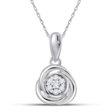 Load image into Gallery viewer, Radiant Diamond Brilliance Pendant | 10kt White Gold Womens Round Diamond Cluster Pendant 1/20 Cttw | Splendid Jewellery Top view from the 10Kt White Gold Womens Round Diamond Cluster Pendant 1 20 Cttwpin284076 collection by Splendid Jewellery