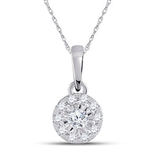 Load image into Gallery viewer, Enchanting Diamond Radiance Pendant | 10kt White Gold Womens Round Diamond Cluster Pendant 1/6 Cttw | Splendid Jewellery Top view from the 10Kt White Gold Womens Round Diamond Cluster Pendant 1 6 Cttwpin284001 collection by Splendid Jewellery