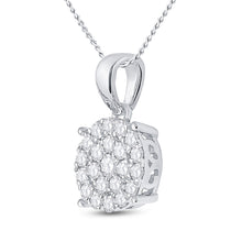 Load image into Gallery viewer, Radiant Brilliance: 10kt White Gold Womens Round Diamond Cluster Pendant 2 Cttw Side view from the 10Kt White Gold Womens Round Diamond Cluster Pendant 2 Cttwpin228566 collection by Splendid Jewellery