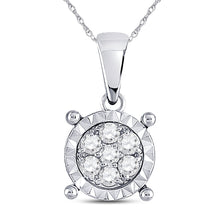 Load image into Gallery viewer, Elegant Brilliance: 10kt White Gold Womens Round Diamond Fashion Cluster Pendant 1/8 Cttw Top view from the 10Kt White Gold Womens Round Diamond Fashion Cluster Pendant 1 8 Cttwpin228672 collection by Splendid Jewellery