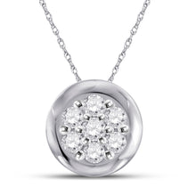 Load image into Gallery viewer, Enchanting Blossom Diamond Pendant Top view from the 10Kt White Gold Womens Round Diamond Flower Cluster Pendant 1 10 Cttwpin284025 collection by Splendid Jewellery