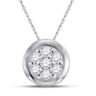 Enchanting Blossom Diamond Pendant Top view from the 10Kt White Gold Womens Round Diamond Flower Cluster Pendant 1 10 Cttwpin284025 collection by Splendid Jewellery