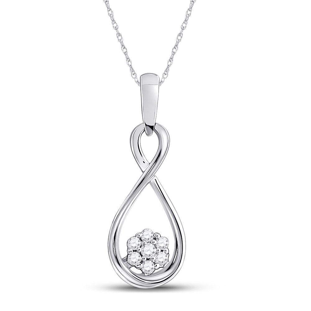Diamond Cluster Pendant | 10kt White Gold Womens Round Diamond Infinity Cluster Pendant 1/8 Cttw | Splendid Jewellery GND