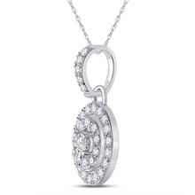 Load image into Gallery viewer, 10kt White Gold Oval Diamond Cluster Pendant - A Mesmerizing Elegance Side view from the 10Kt White Gold Womens Round Diamond Oval Pendant 1 3 Cttwpin288251 collection by Splendid Jewellery