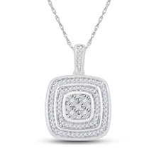 Load image into Gallery viewer, Radiant Sparkle: 10kt White Gold Diamond Cluster Pendant Top view from the 10Kt White Gold Womens Round Diamond Square Pendant 1 6 Cttwpin284057 collection by Splendid Jewellery