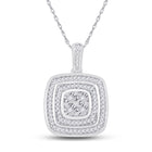 Radiant Sparkle: 10kt White Gold Diamond Cluster Pendant Top view from the 10Kt White Gold Womens Round Diamond Square Pendant 1 6 Cttwpin284057 collection by Splendid Jewellery