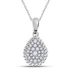 Teardrop Brilliance: 10kt White Gold Diamond Cluster Pendant Top view from the 10Kt White Gold Womens Round Diamond Teardrop Cluster Pendant 1 8 Cttwpin284947 collection by Splendid Jewellery