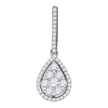 Load image into Gallery viewer, Sparkling Diamond Teardrop Pendant - 10kt White Gold, 3/4 Cttw Top view from the 10Kt White Gold Womens Round Diamond Teardrop Pendant 3 4 Cttwpin37755 collection by Splendid Jewellery
