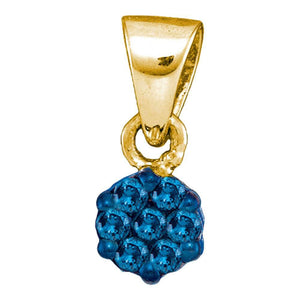 Diamond Cluster Pendant | 10kt Yellow Gold Womens Round Blue Color Enhanced Diamond Cluster Pendant 1/10 Cttw | Splendid Jewellery GND