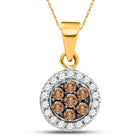 Brown Diamond Floral Cluster Pendant | 10kt Yellow Gold Women's Floral Cluster Pendant with Brown and White Diamonds  Top View from Splendid Jewellery