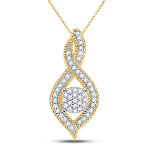 Diamond Cluster Pendant | 10kt Yellow Gold Womens Round Diamond Nested Cluster Pendant 1/6 Cttw | Splendid Jewellery GND