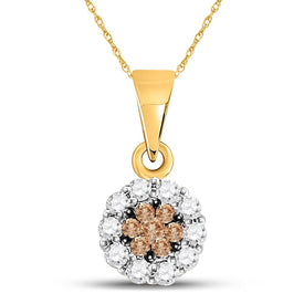 Enchanting Flower Cluster Diamond Pendant in 14k Yellow Gold  Top View from Splendid Jewellery