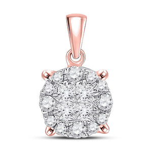 Diamond Cluster Pendant | 14kt Rose Gold Womens Princess Diamond Cluster Pendant 1/4 Cttw | Splendid Jewellery GND