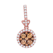 Load image into Gallery viewer, Captivating Brown Diamond Circle Frame Pendant  Top View from Splendid Jewellery