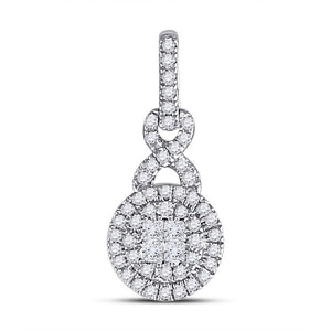 Diamond Cluster Pendant | 14kt White Gold Womens Princess Diamond Fashion Cluster Pendant 1/2 Cttw | Splendid Jewellery GND