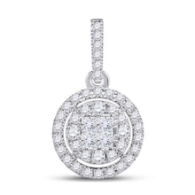 Load image into Gallery viewer, 14kt White Gold Princess Diamond Halo Cluster Pendant - Captivating Elegance  Top View from Splendid Jewellery