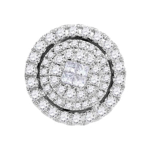 Diamond Cluster Pendant | 14kt White Gold Womens Princess Round Diamond Cluster Pendant 1/2 Cttw | Splendid Jewellery GND
