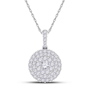 Diamond Cluster Pendant | 14kt White Gold Womens Round Diamond Cluster Pendant 1/2 Cttw | Splendid Jewellery GND