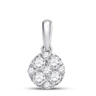 Radiant Elegance: 14kt White Gold Diamond Cluster Pendant  Top View from Splendid Jewellery