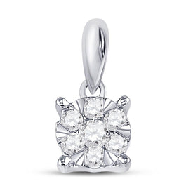 7-Diamond Brilliance: 14kt White Gold Cluster Pendant  Top View from Splendid Jewellery