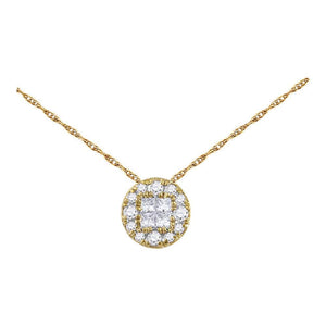 Diamond Cluster Pendant | 14kt Yellow Gold Womens Princess Diamond Fashion Cluster Pendant 1/4 Cttw | Splendid Jewellery GND