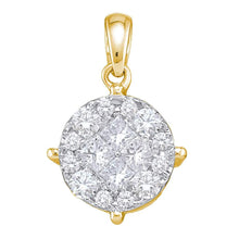 Load image into Gallery viewer, Captivating Brilliance: 14kt Yellow Gold Diamond Cluster Pendant  Top View from Splendid Jewellery
