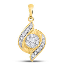Load image into Gallery viewer, 14kt Yellow Gold Floral Diamond Cluster Pendant - A Radiant Blossom of Elegance  Top View from Splendid Jewellery