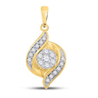 14kt Yellow Gold Floral Diamond Cluster Pendant - A Radiant Blossom of Elegance  Top View from Splendid Jewellery